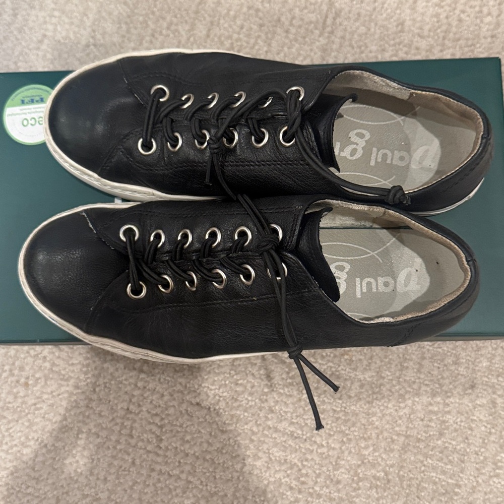 Paul Green Hadley Black Leather Lace-Up Sneakers
